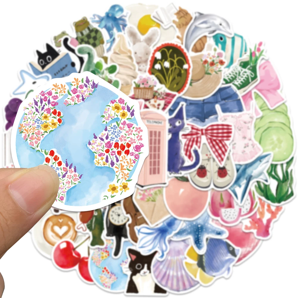50pcs Colorful Diary Sticker Graffiti Decal For Phone Fridge Closet Wallet Backpack Envelope Label Decoration Sticker view 3