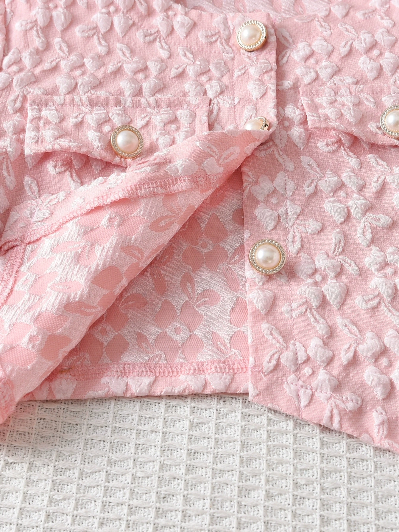 طقم مكون من قطعتين للفتيات الصغيرات وجيب صناعي ورقبة دائرية وسترة كورية بأكمام طويلة مع حزام ملابس للمراهقات