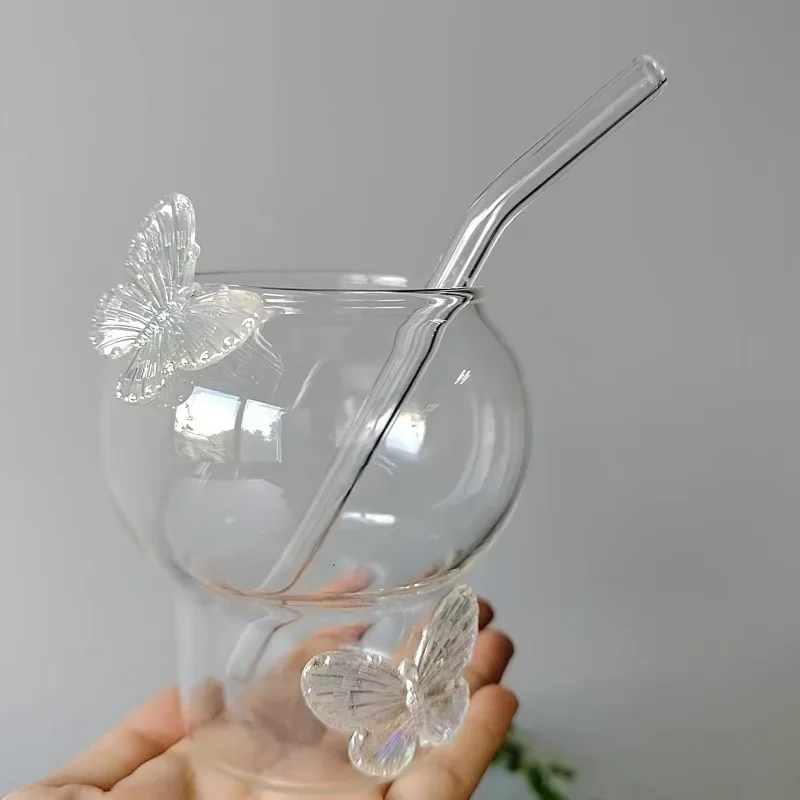 Bow Shaped Glass, Water Cup, High-value Household Cold Drink, Juice Cute Milk Coffee Cups Glassware