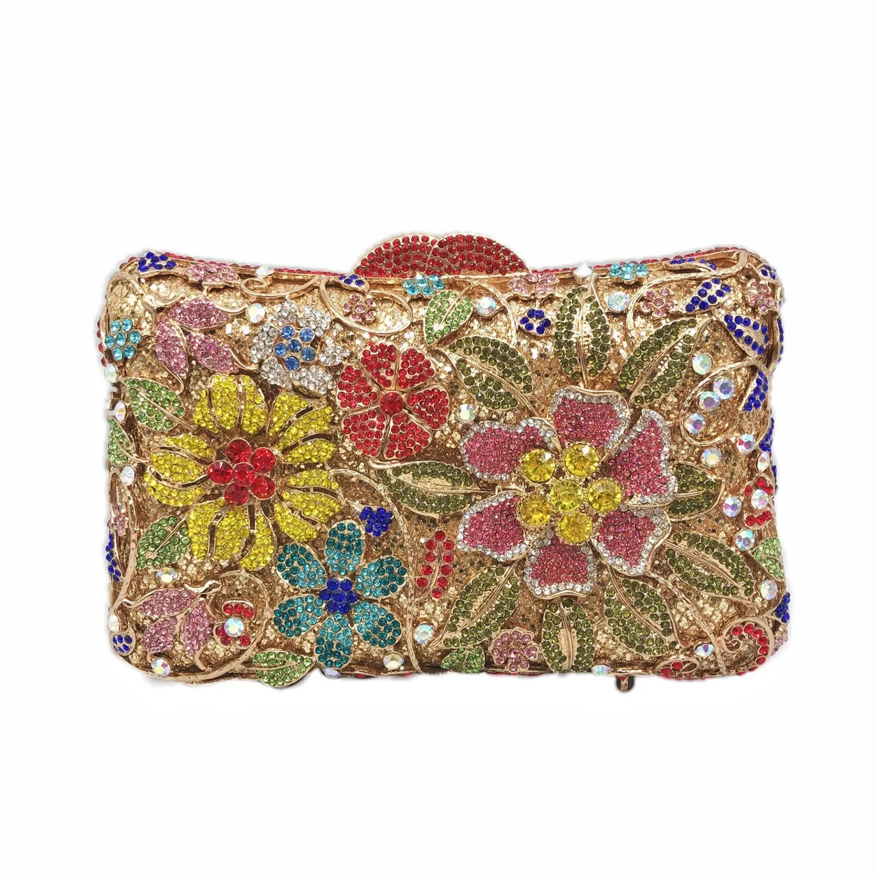 Flower Diamond Dinner Bag Celebrity Full Diamond Clutch Gold Dress Bag Diamond Clutch Rhinestone Purse Bolsos De Mujer Tendencia