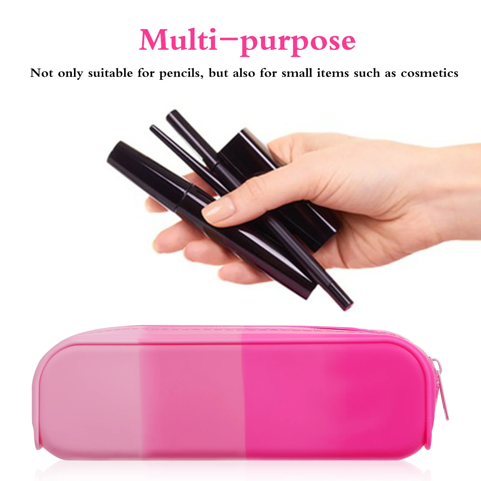 

Slim Pencil Case Silicone Material Large Compartment Soft Flexible Wearresistant Makeup Brush Organizer Vanity Container