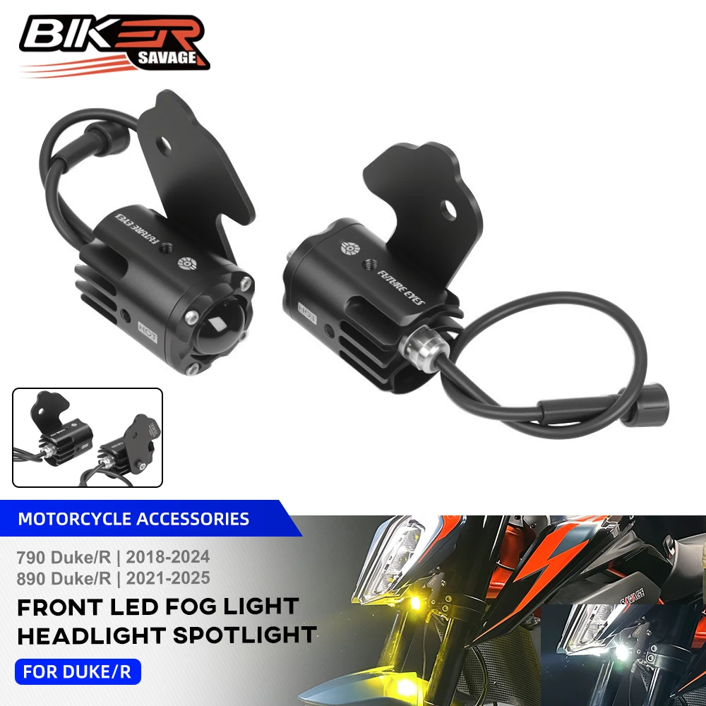 890 Motorcycle Front LED Fog Lights For 890 790 Duke/R DUKE 2018-2025 Auxiliary Light Assemblie Yellow Spotlight Super Bright