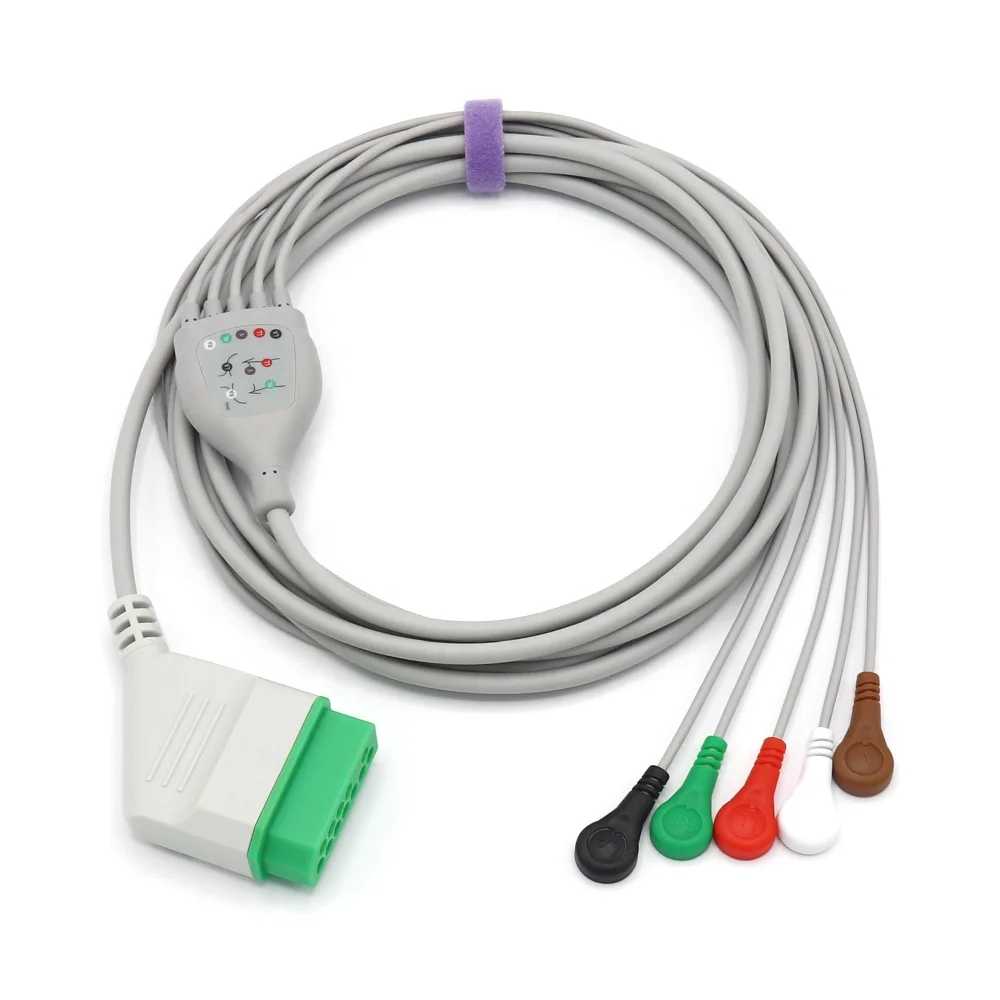 BSM-2300 5-Lead ECG Cable AHA Snap
