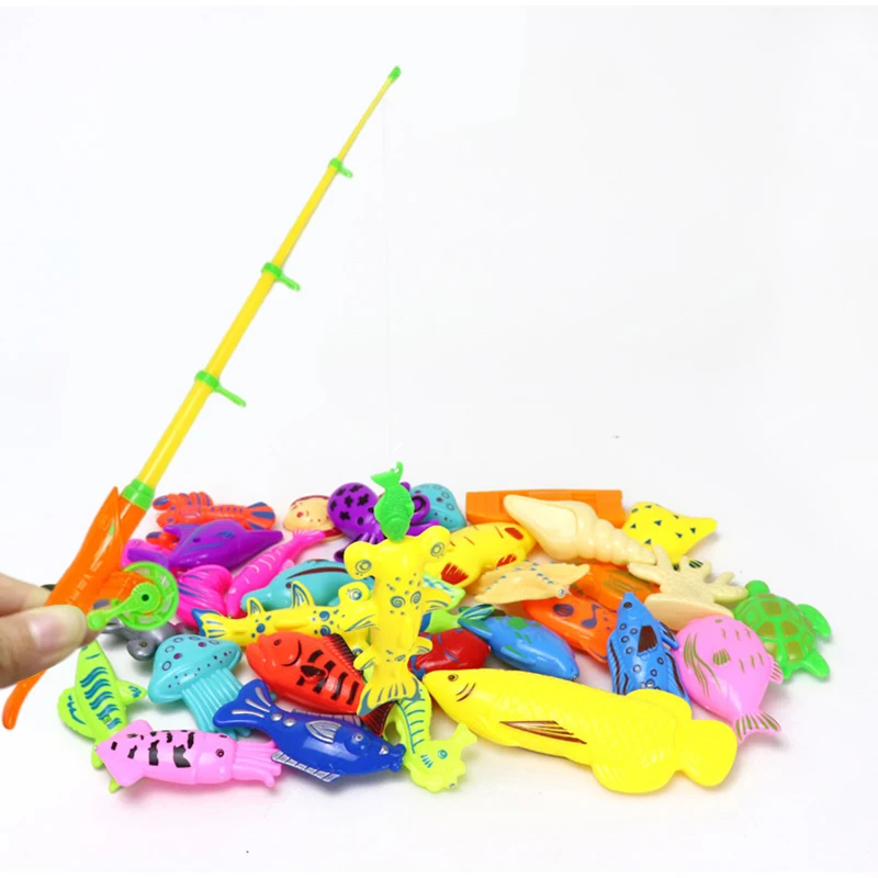 Kids Fishing Toy Set Play Water Toys for Baby Magnetic Rod and Fish Indoor Outdoor Leisure Entertainment Games for Children TMZ