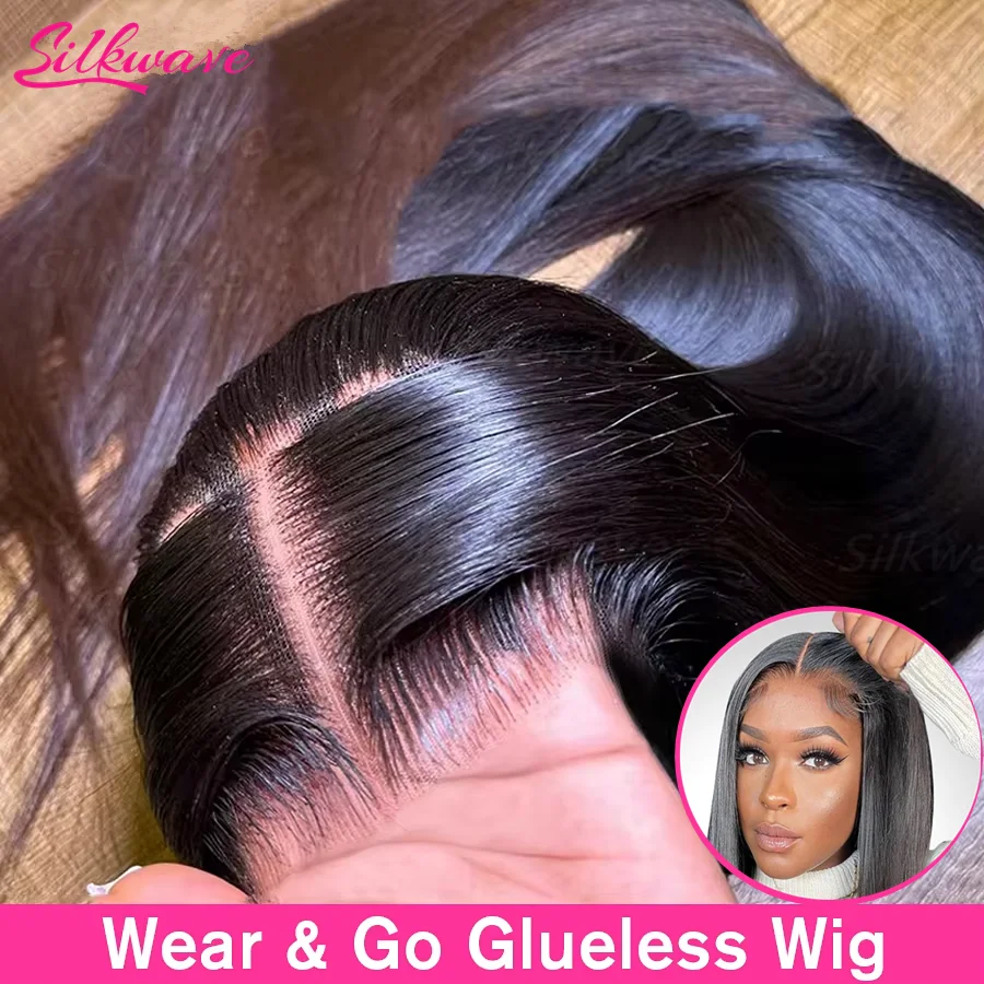 

Silkwave Прямые бесклеевые парики 5x5 из натуральных волос, предварительно вырезанные износа и Go Hd 360, полностью кружевные с шнурком 13x4 13x6, кружевные фронтальные парики