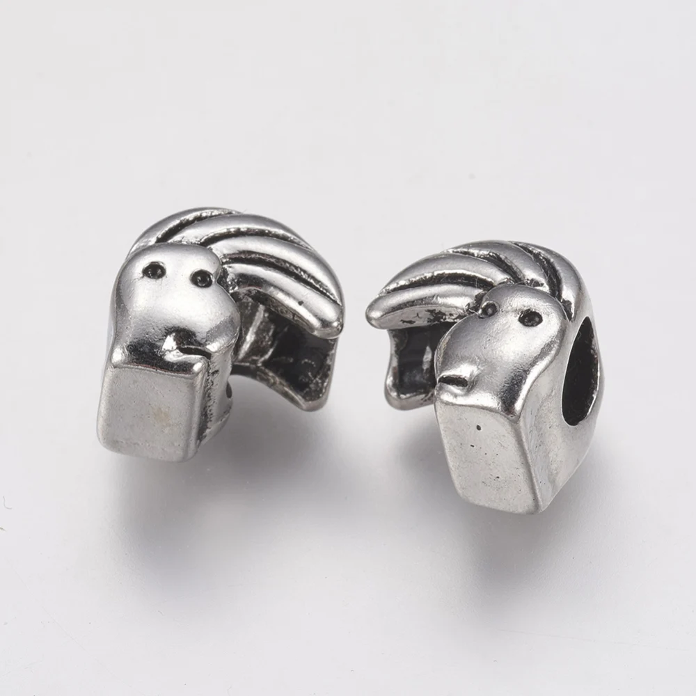 2 Pcs 304 Stainless Steel Face Charms Large Hole Dangle Charms Silver Jewelry Supplies for Necklace Bracelet Earrings Keychain