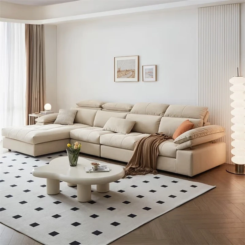 

Removable and washable fabric sofa living room corner L-shaped modern simple home sofa