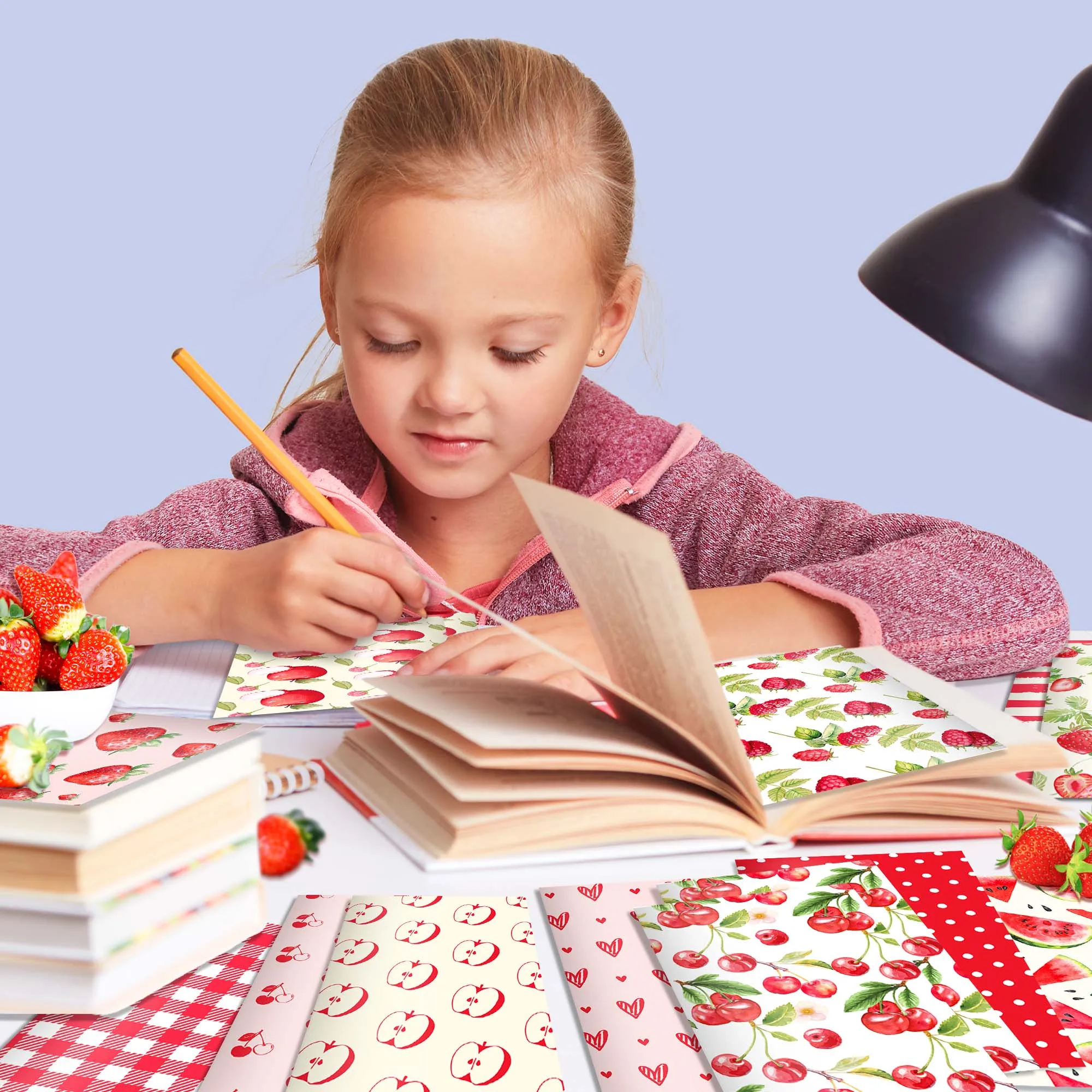 12/24/36pcs Red Fruit Plaid Mini Pocket Notebooks Strawberry Cherry Watermelon Print Small Memo Notepads Birthday Christmas Gift