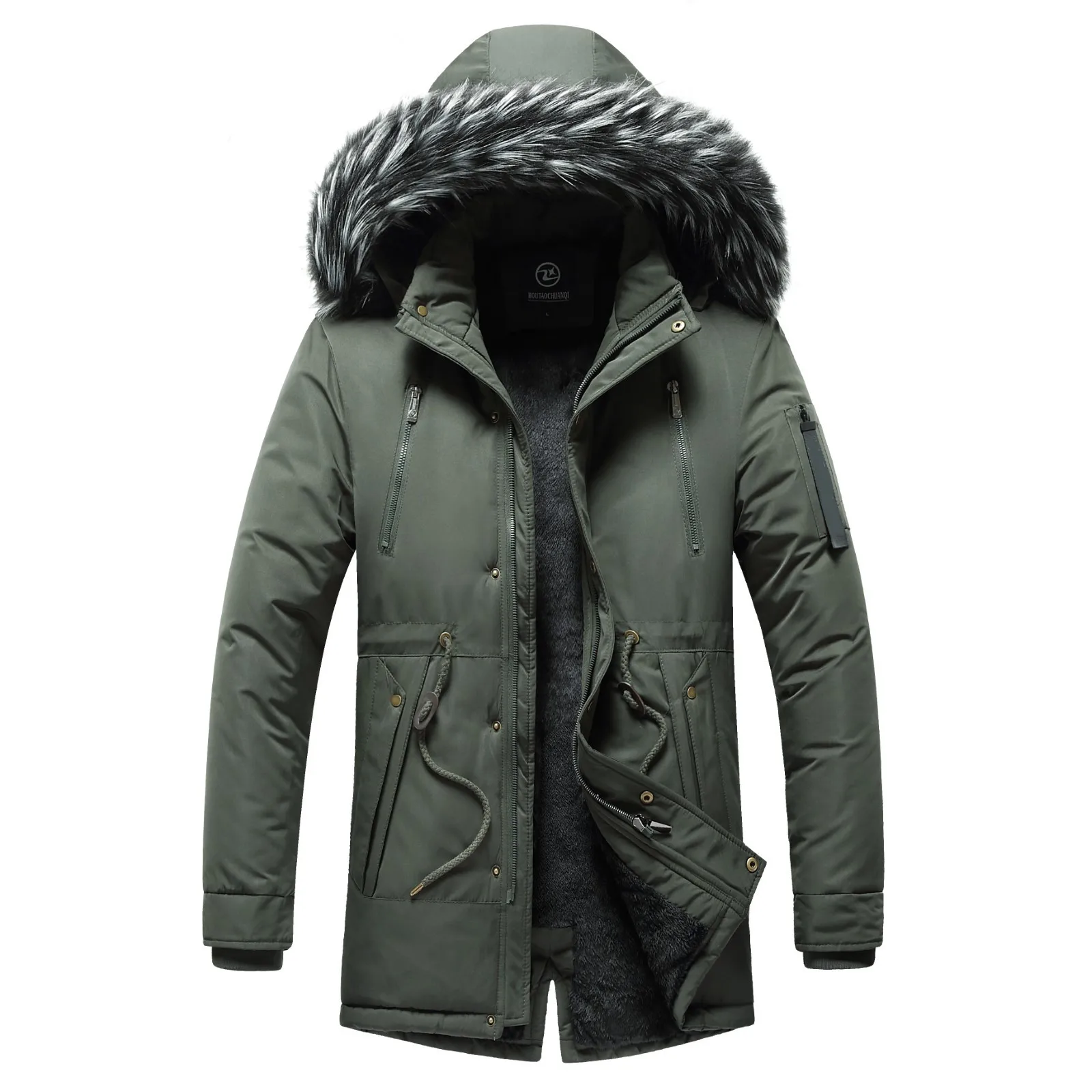 Winter Men Warm Jacket Men Cotton Windproof Casual Parkas Jacket Coat Men Fur Collar Thicken Outwear Detachable Hat Jacket Male