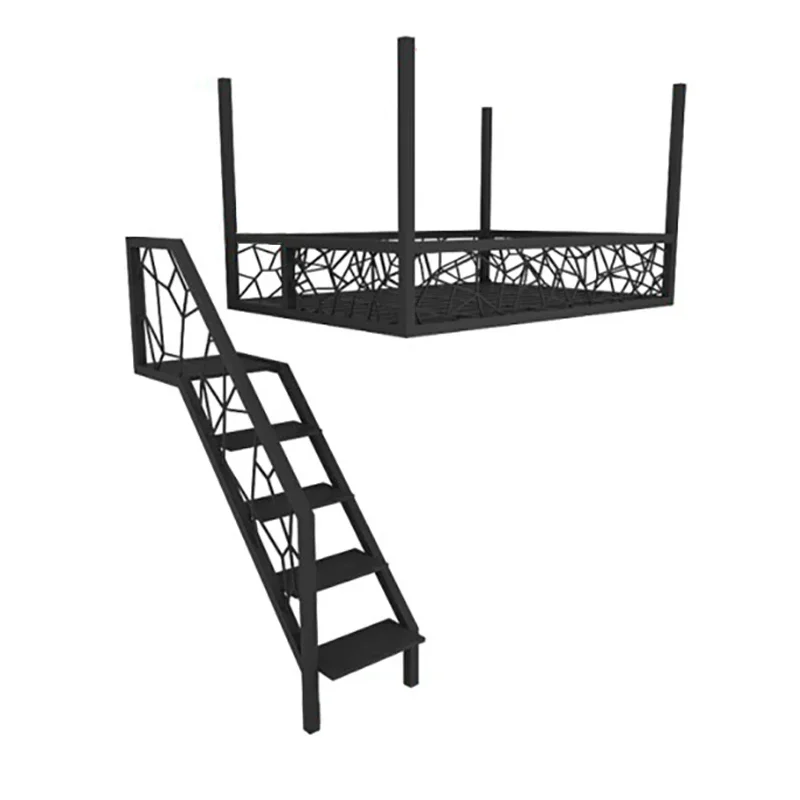 Simple hammock loft style bed, overhead wrought iron hanging bed, duplex second floor, small raised