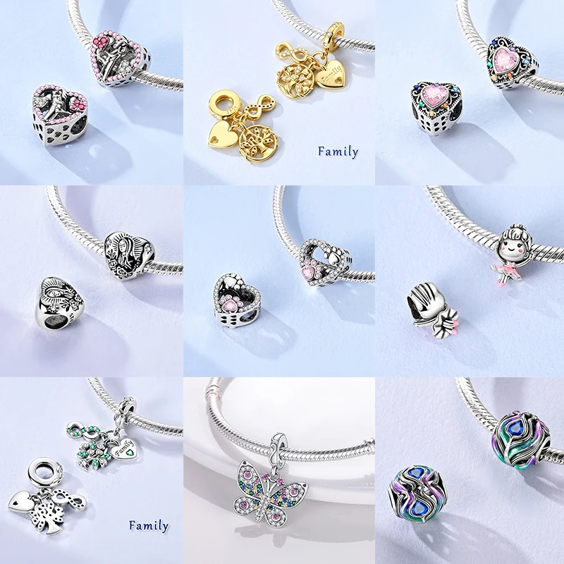 925 Sterling Silber Charm Herz Elefant Baum Reise-Perlenanhänger Passend für Europäische Armbänder DIY Damenschmuck Geschenk 2026 – Detail 9