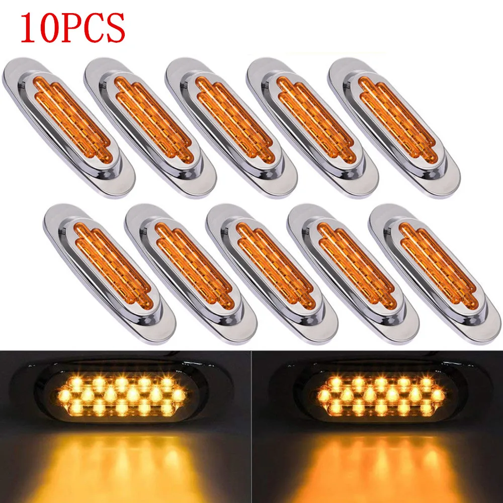 Amber 16LED 12V 24V Universal Car Side Marker lights LED SUV Car Motorcycle Truck Stop Turn Tail Warning Lamp Flash Strobe Light