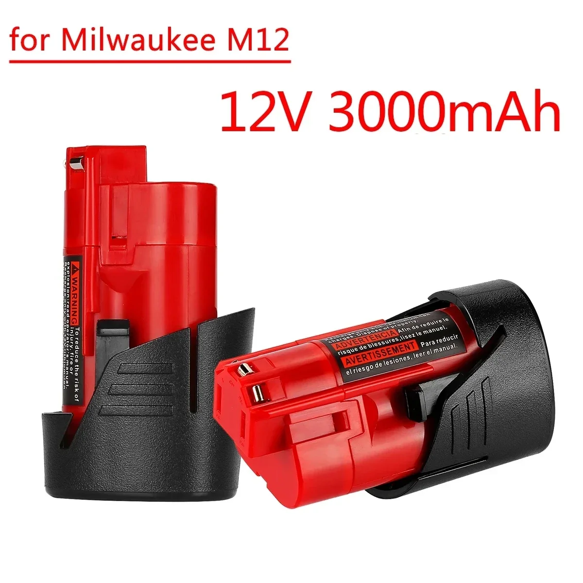 Batería Milwaukee de 12V, 3Ah, Compatible con Milwaukee M12 XC 48-11-2410 48-11-2420 48-11-2411, herramientas inalámbricas de 12