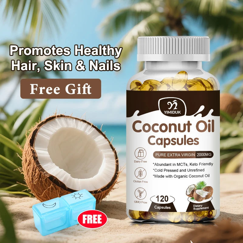 

Coconut Oil Capsules Promotes Healthy Hair, Skin & Nails Made with Organic Coconut Oil