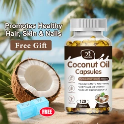 Coconut Oil Capsules Promotes Healthy Hair, Skin & Nails Made with Organic Coconut Oil