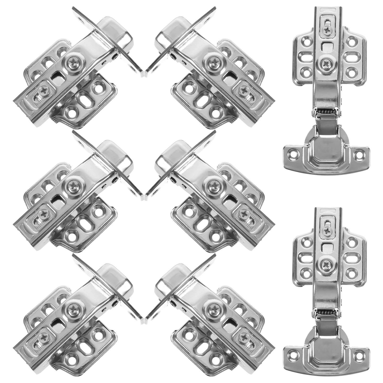 

12 Pcs Stainless Steel Hinges 2mm Thick Durable Cabinet Door Kitchen Heavy Duty Buffer Self Closing Furniture Hardware