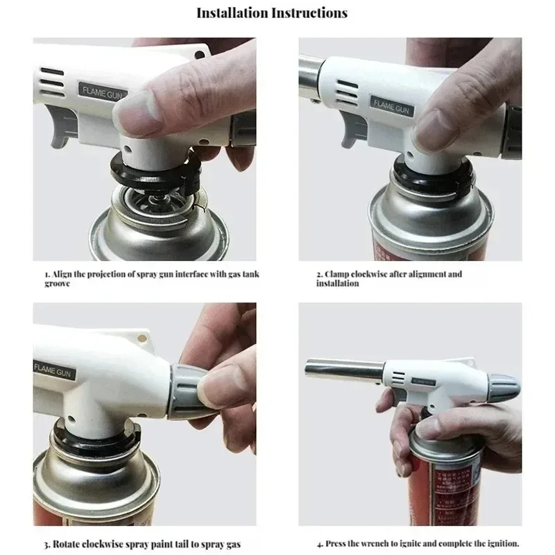 شعلة غاز البيوتان للإشعال التلقائي - مسدس لحام وطبخ لهب قابل للتعديل للشواء والتخييم واللحام، شعلة نفخ محمولة مع #5