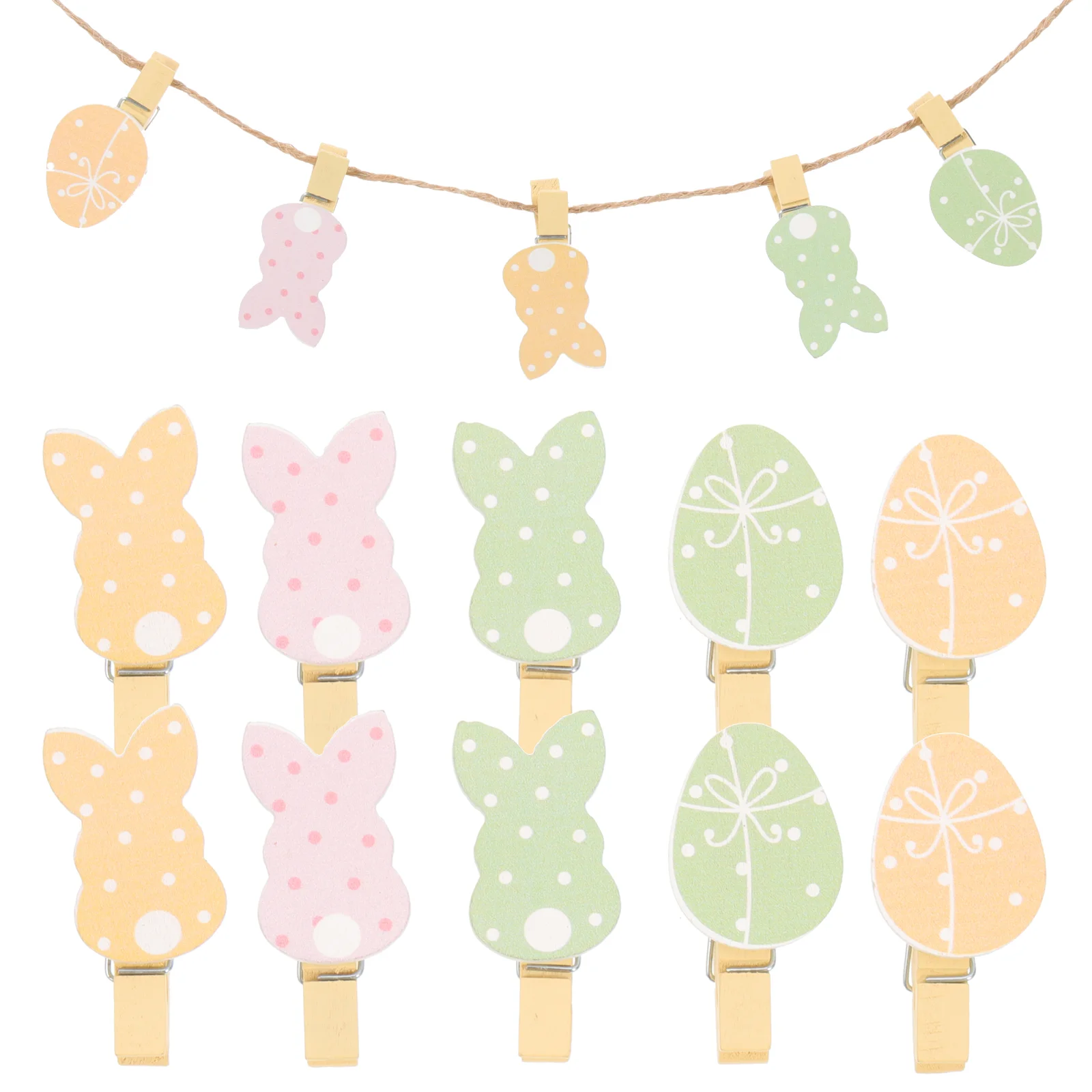 

40 Pcs Wooden Clips Easter Rabbit Egg Clamps Christmas naments Photo Accessories Reusable Pegs Festive Supplies Decorative