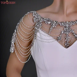 TOPQUEEN Bridal Shawl Rhinestone Crystal Tassel Wedding Jacket Bolero Top Bride Accessorie Wraps Party Cape Customized SG26