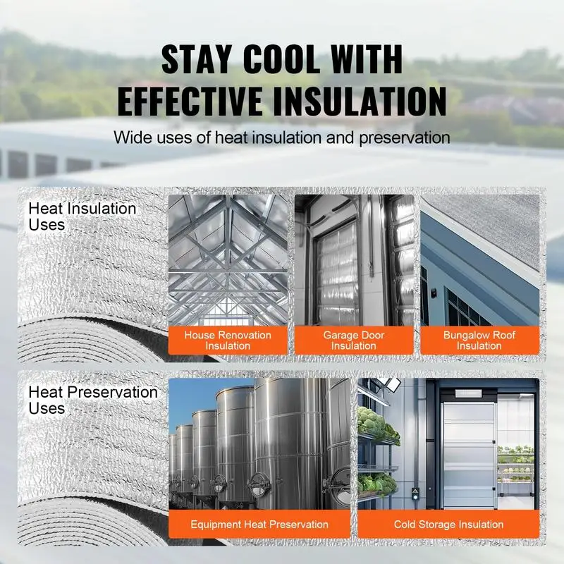 

Double Reflective Insulation Roll, Foam Core Radiant Barrier, 3.2 mm 48 in x 10 ft, Double-Sided Aluminum Foil EPE Foam Heat Reflective Shield, Thermal Insulation Roll for Window RV Roof