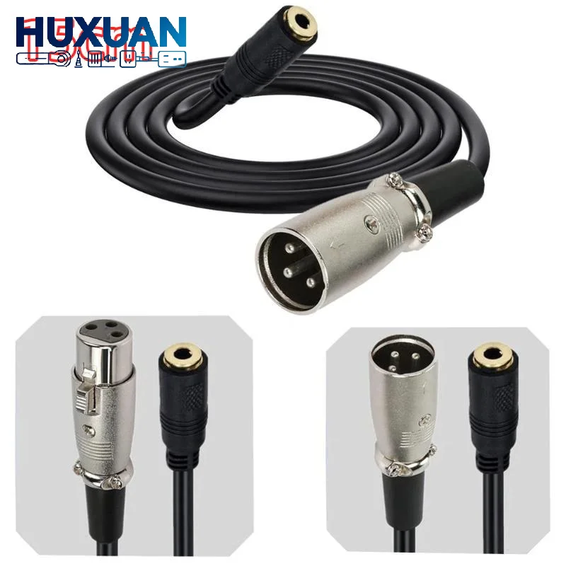 3.5mm Male to XLR 3Pin Audio Cable Durable PVC Shell HiFi Stereo Connector for Home Studio Mic Recording