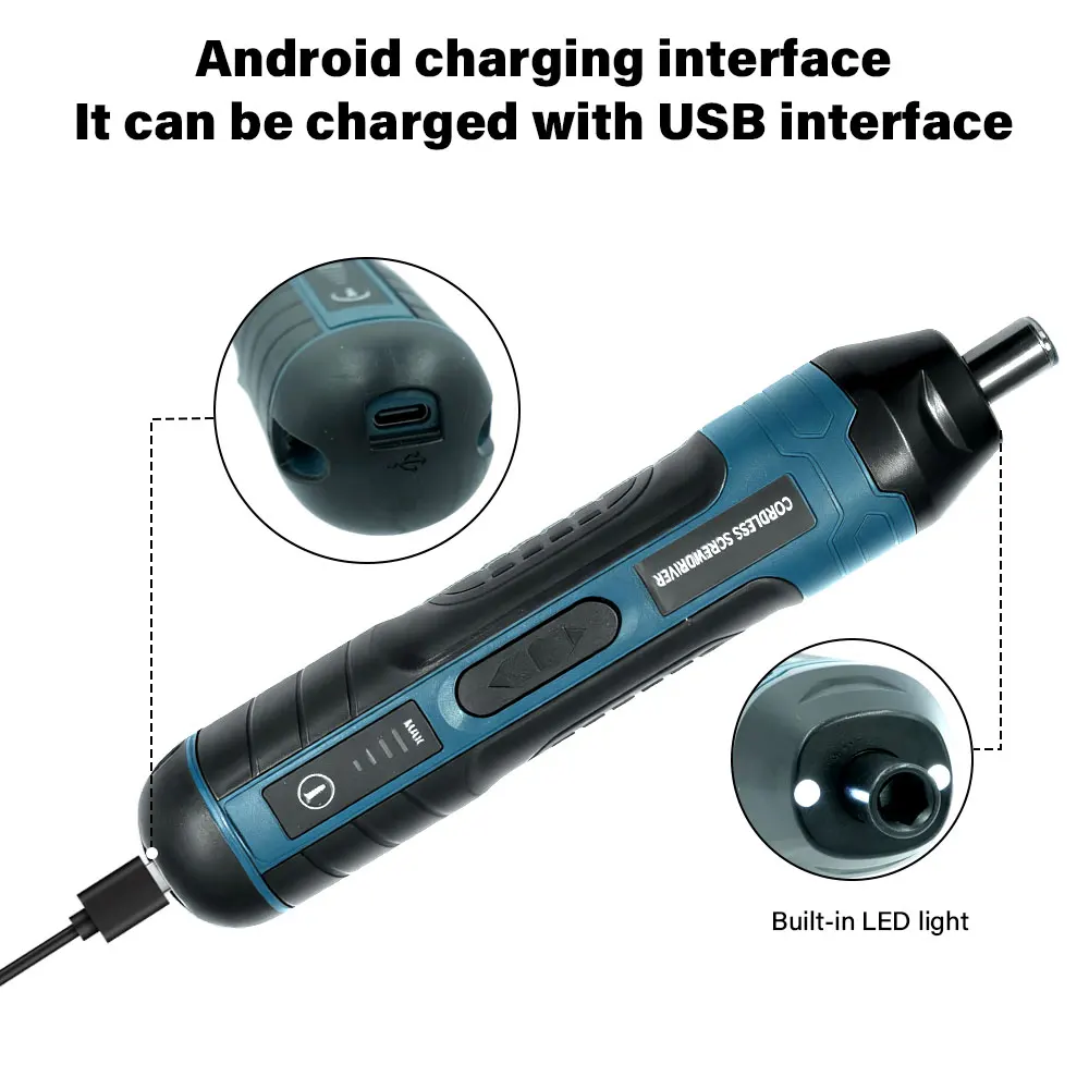 Portable Cordless Electric Screwdriver Kit with Lithium Battery 3.6V Adjustable Power Drill for Household Repair&Craft Projects
