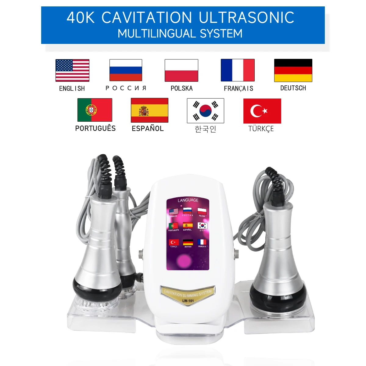 New 3 IN 1 40K Ultrasonic Cavitation Machine Slimmer Weight Loss Face Skin Massage Lift Machine Multipolar Slimming Dropshipping