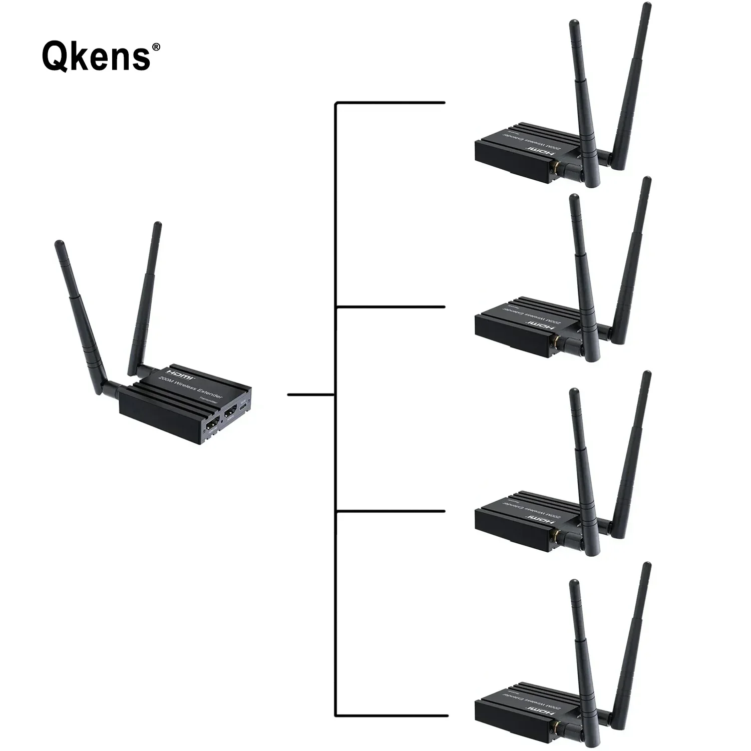 200M Wireless HDMI Extender 1080P WiFi Audio Video Screen Mirroring Extender 1 To 4 Wireless Display for Camera Laptop PC To TV