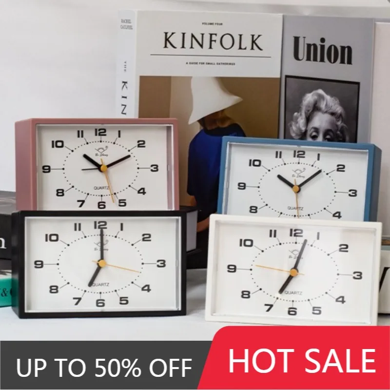Minimalist Alarm Clock Silent Quartz Alarm Clock Simple Bedroom Bedside Table Clocks Wake Up Home Decoration Rectangle Watch