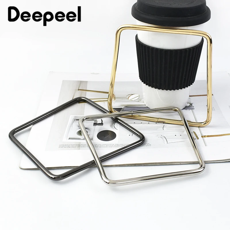 1/2Pcs Deepeel 12cm Metal Square Ring Bags Handles Purse Frame Kiss Clasp DIY Handbag Replacement Handle Woven Bag Accessories