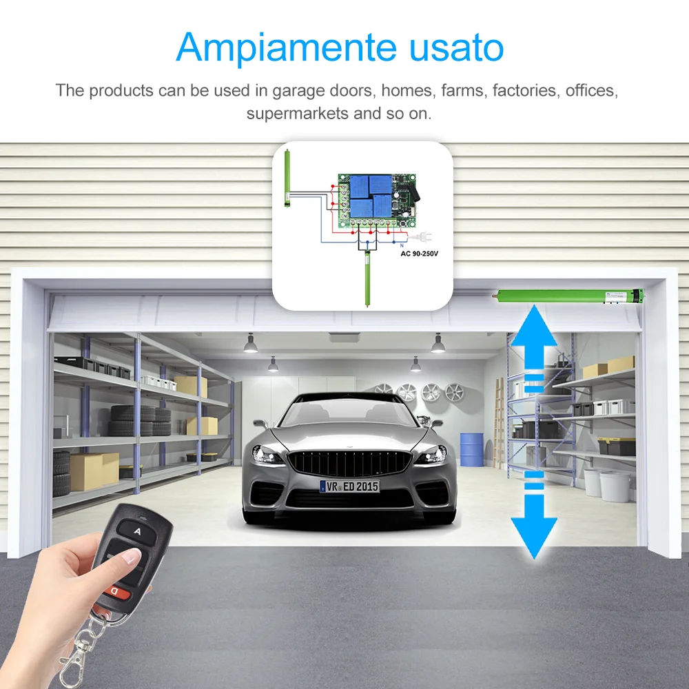 Qiachip 433mhz interruptor de controle remoto ac 110v 220v 4ch rf módulo de relé receptor sem fio e transmissor para luz da porta da garagem