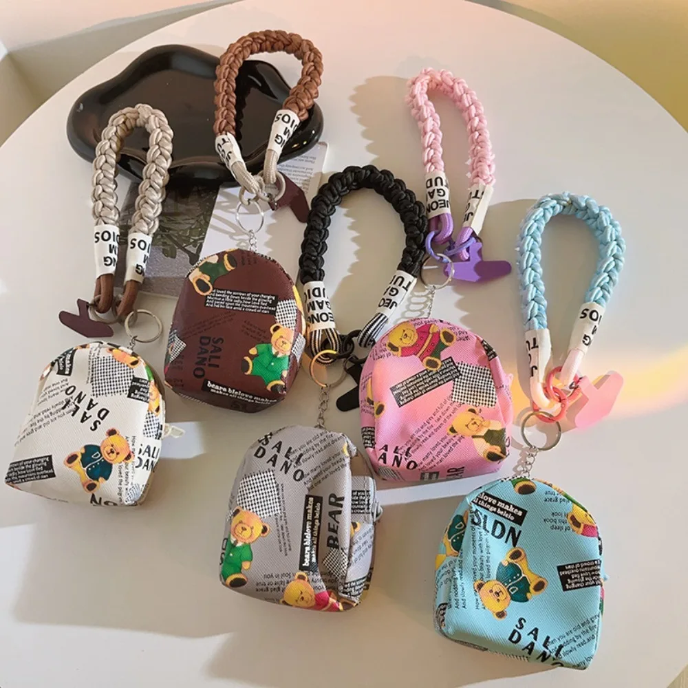 Creative Mini Bag Brown Bear Wallet Anti-Loss Colorful Phone Strap With Bag Sturdy Durable Contrast Color Small Pouch Bathroom