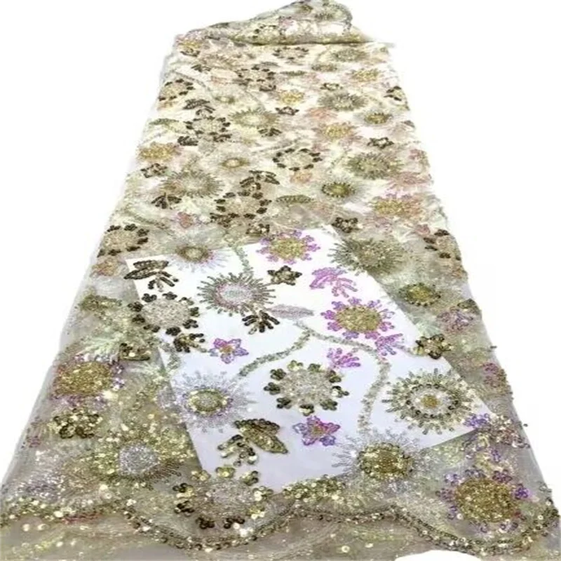 

Африканская кружевная ткань 2023, высококачественные кружевные блестки, бусины, нигерийские кружевные ткани для фатина, кружевная ткань