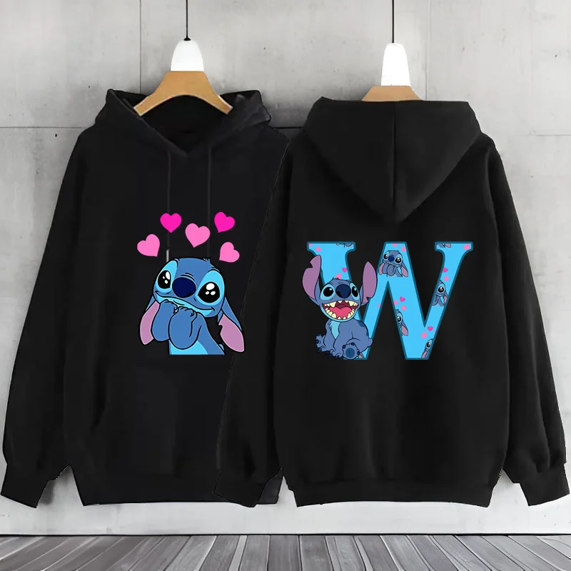 Stitch Disney Hoodie Y2k Clothes 26 English Letters Hooded Shirt Woman Clothes Long Sleeve Stitch Women\'s Y2k Hoodie Clothes