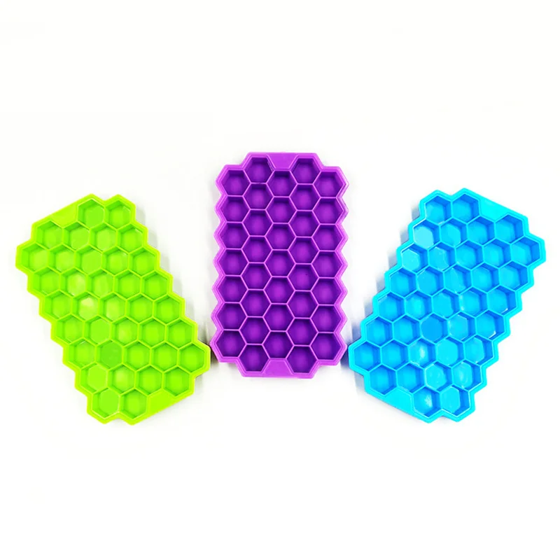 Honeycomb Ice Cube Trays with Removable Lids Silica Gel Ice Cube Mold BPA Free