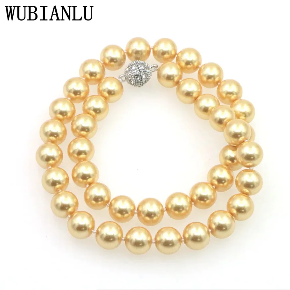 Wholesales Design Gift  + 10mm Golden South Sea Shell Pearl Necklace Women In Choker Necklaces 18\