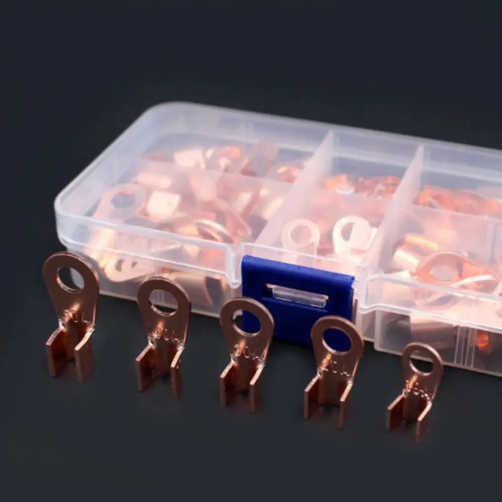 OT Type Wire Terminal Red Copper Bare Nose Lugs Crimp Terminals Round Lug Solid Copper Open Mouth Cable Electrical Connection