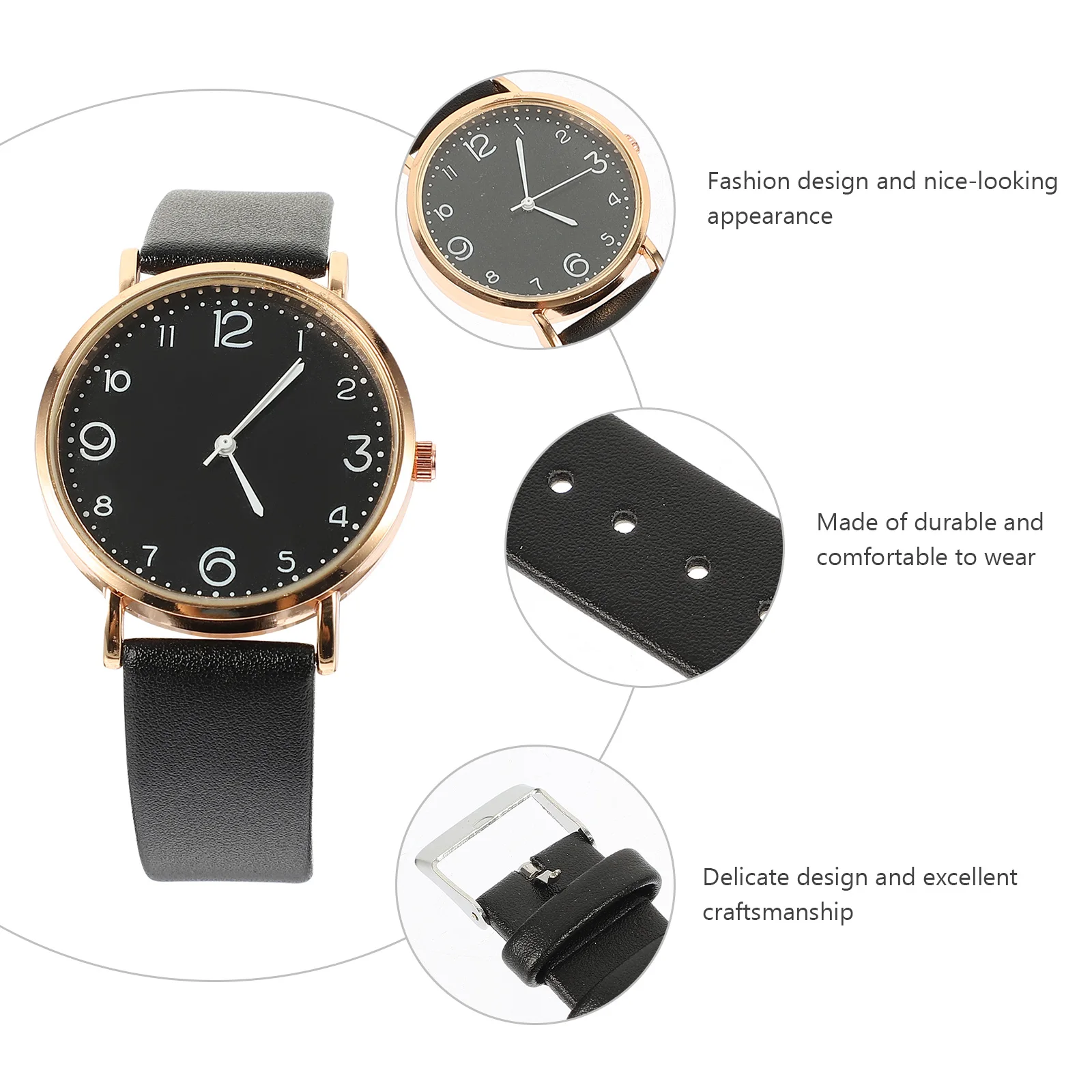 

Elegant Women'S Quartz Black Bracelet Fashionable Wear-Resistant Wristwatch Exquisite Alloy Female For Girls Ladies Costume
