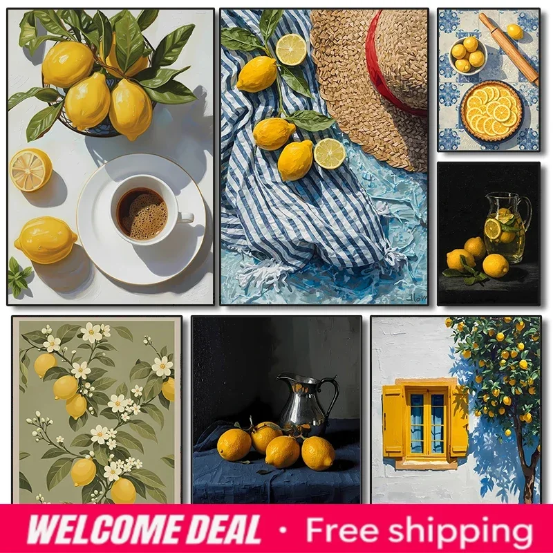 Lemon Still Life Painting Posters Timeless Lemons Prints Canvas Painting Lemon Wall Art Pictures Home Room Kitchen Decoration