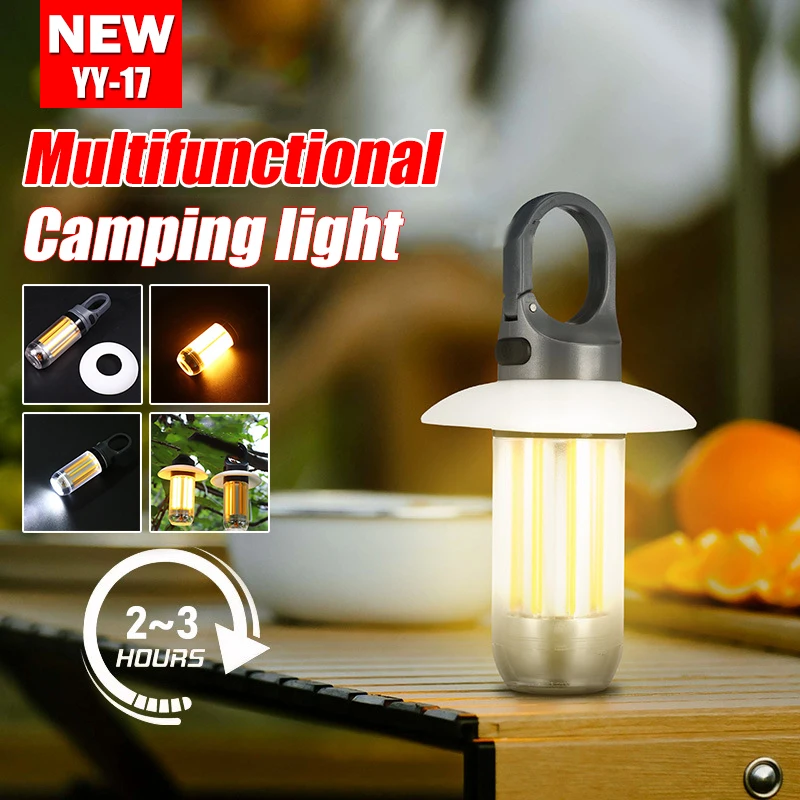 LED Camping Light  Mini Hanging Tent Lamp Portable Camping  Lamp Rechargeable Tent Light with Hook 5 Modes for Hiking Fishing