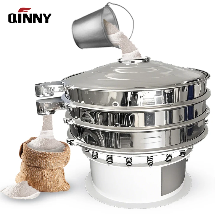 

Food Grade Stainless Steel Rotary Vibrating Screen Salt Sugar Powder Sifter with Motor for Food Processing