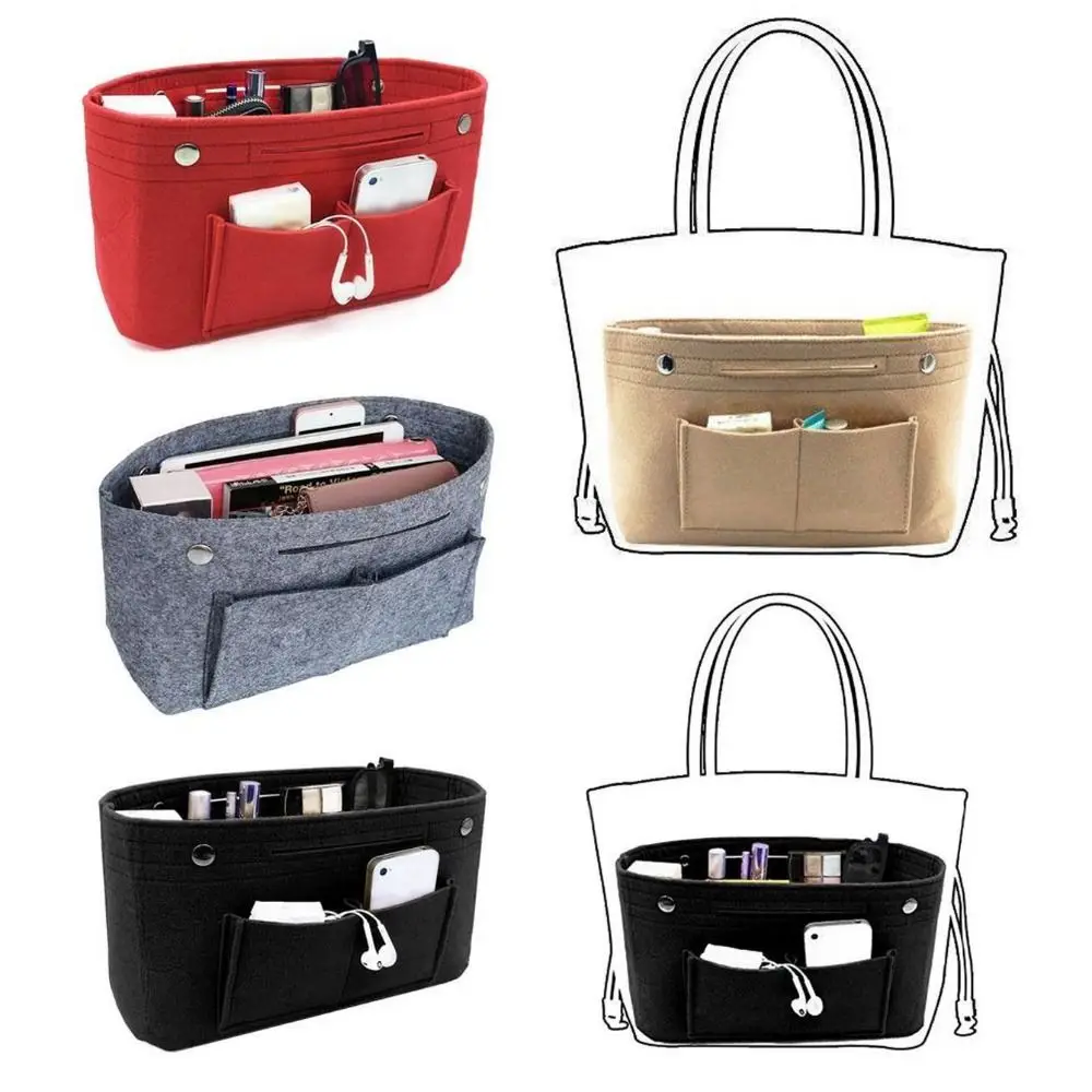 Simple Felt Handbag Insert Bag Bag Support Large Capacity Purse Liner Multi-Pocket Portable Bag Organiser