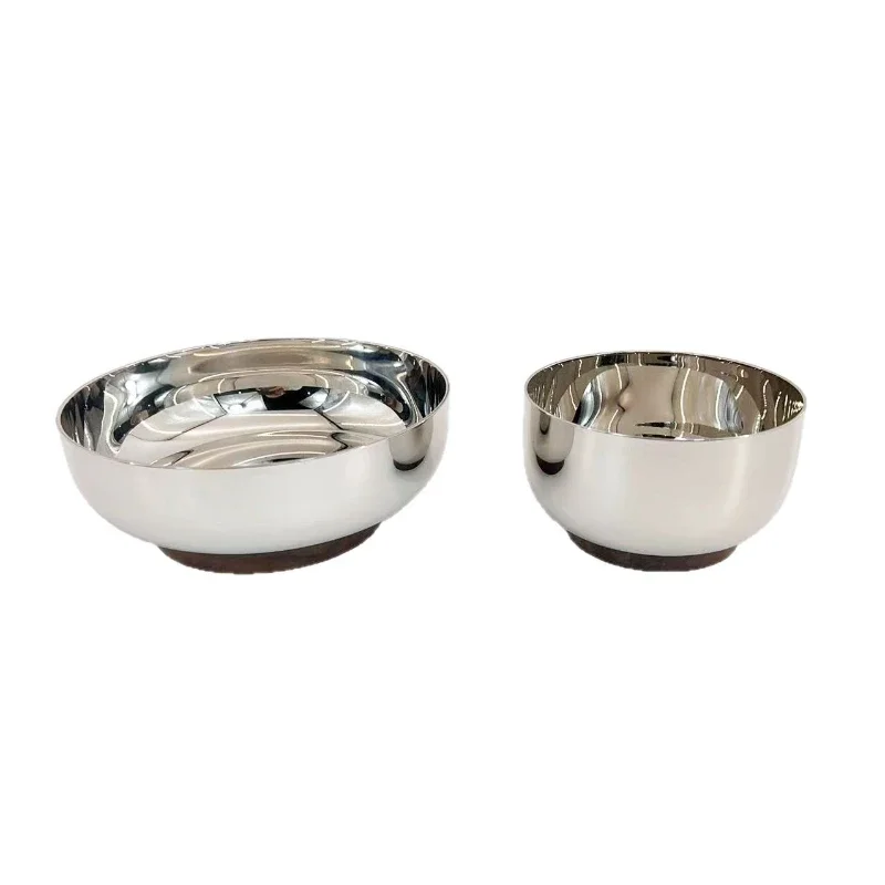 Simple home coffee table stainless steel walnut candy jar snack bowl ornament