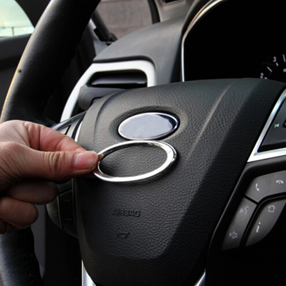 Car ABS Chrome Car Steering Wheel Decoration Ring Trim Sticker for Ford Focus 2 Fiesta Ecosport