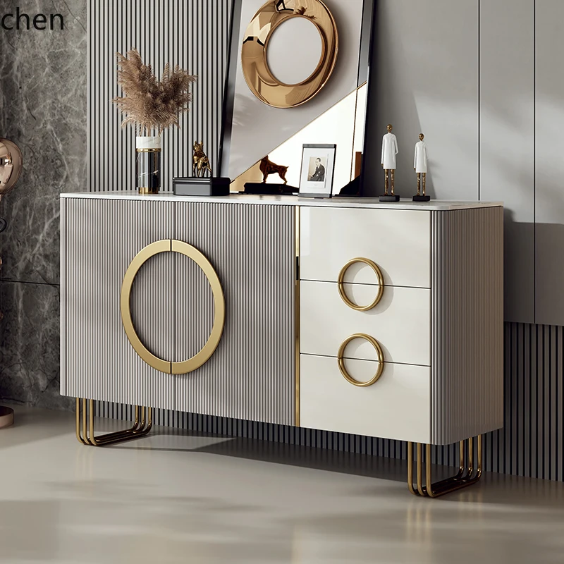 

HXL light luxury entrance shoe cabinet entrance door household dining side locker marble