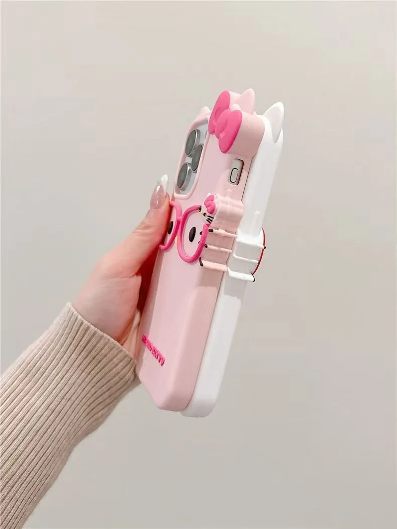 نظارات ثلاثية الأبعاد القط سيليكون جراب هاتف آيفون 17 برو ماكس 16 15 زائد 14 13 Mini 12 11 4 4s 5 5s 7 8 SE