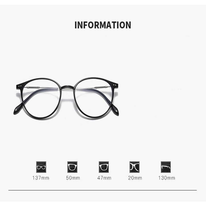 Anti-Blue Light Women Eyewear Retro Round Myopia Men Eyeglasses Frame Trend Optical Computer Transparent Universal Glasses