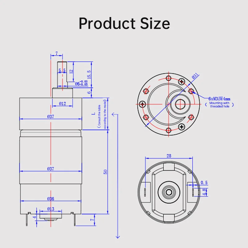 JGB37-545 Miniature DC Deceleration Motor 12v24v 7-952RPM All Metal Gearbox High Torque Forward And Reverse Adjustable Motor