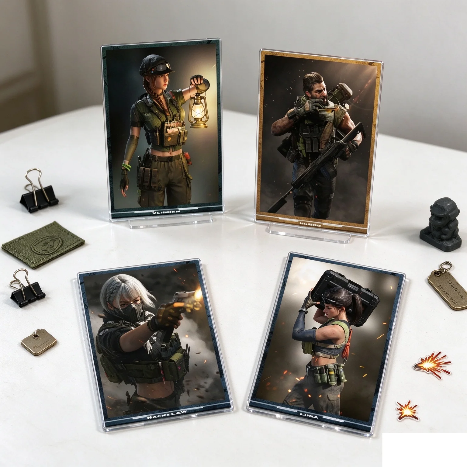 Rectangle 15cm Anime Delta Force Acrylic Stand Modlel Desktop Decoration Game Collectible Ornament Gift For Fans HOT Keychain