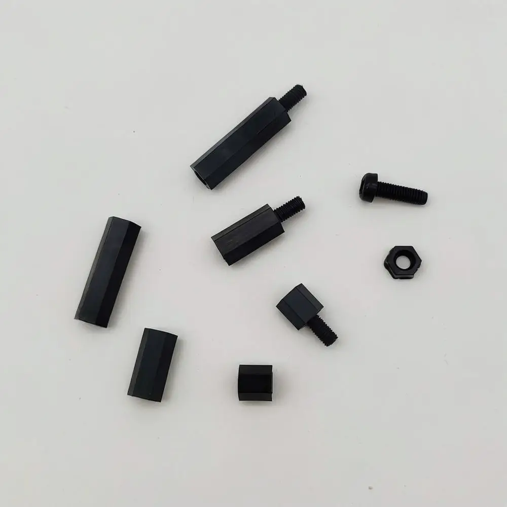 Insulated Nylon Standoffs Set Black Plastic Threaded Hex Pillars For Circuit Board Electronic Repair Hardware Components